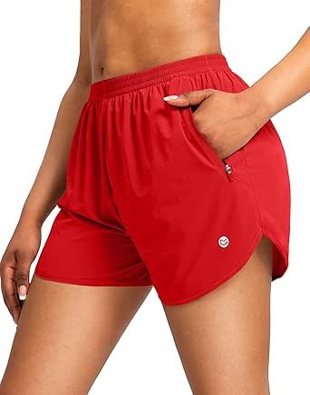 G Gradual Women's Running Shorts with Zipper Pockets Quick Dry Athletic Workout Gym 3" Shorts for Women with Comfy Liner