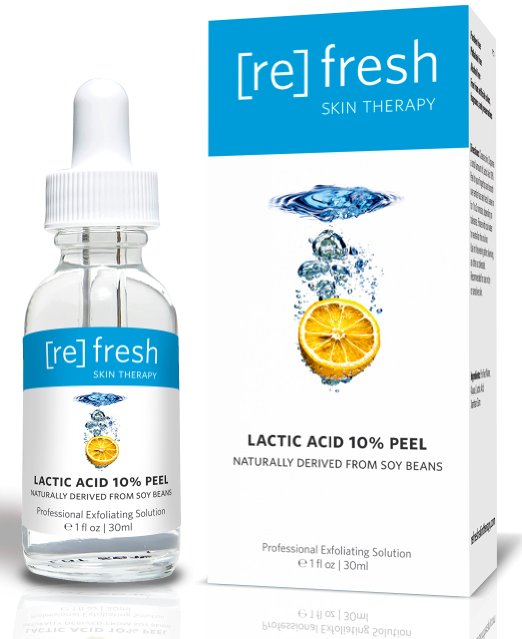 Lactic Acid 10 Gel Peel Exfoliant Anti-Aging Serum - Naturally Derived From Soy Professional Chemical Peel Kit Facelift in a Bottle Plumps Fine Lines and Wrinkles