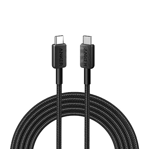 ANKER Powerline III 60W USB-C to USB-C Charging Cable, Double Nylon Braided Cable with Fast Charging, Data Sync Compatibility & Power Delivery (PD), USB 2.0 Type C (USB-C Braided Cable Black 6ft)