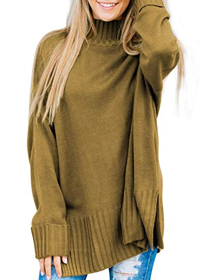 Dokotoo Womens Loose Oversized Casual Turtle Neck Sweater Pullover Top