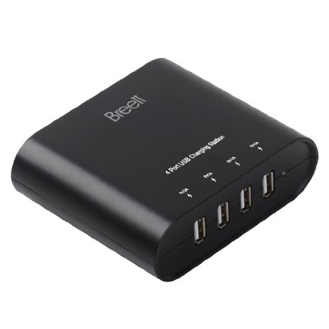 Breett CW24 Portable 2 x 1A and 2 x 21A 5V 31W US Plug 4-Port USB Travel Wall Charger for iPad iPhone Samsung Tablet PCs and Cell Phones