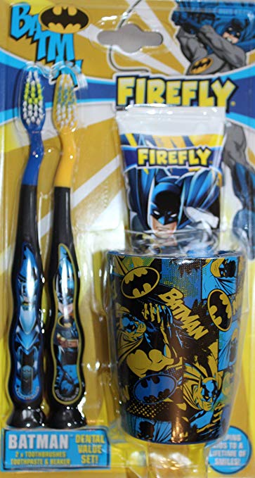 Batman Dental Set, Toothbrush x 2, Toothpaste & Cup / Beaker