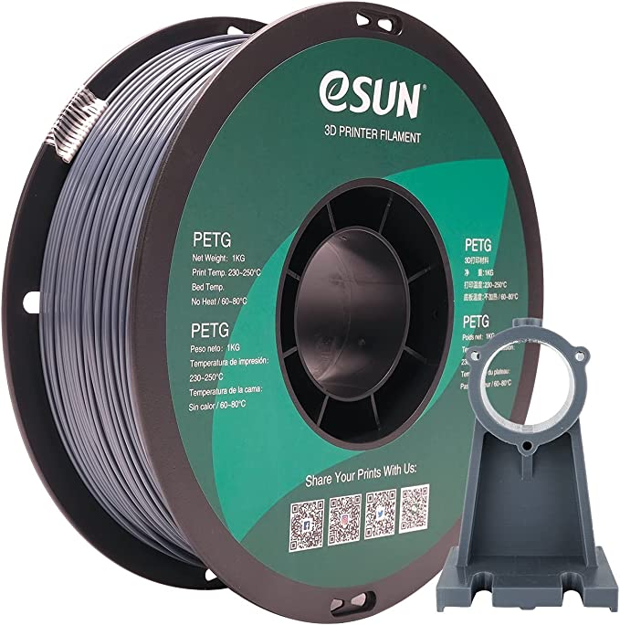 eSUN PETG Filament 1.75mm, 3D Printer Filament PETG, Dimensional Accuracy  /- 0.05mm, 1KG Spool (2.2 LBS) 3D Printing Filament for 3D Printers, Solid Grey