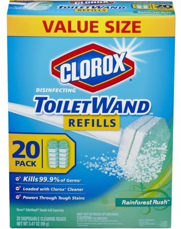 Clorox ToiletWand Disinfecting Refills, Disposable Wand Heads - Rainforest Rush - 20 Count