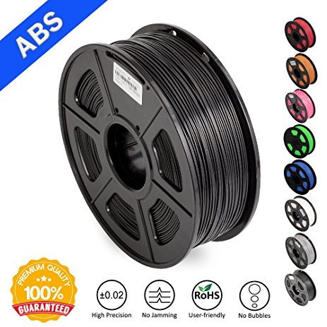 ABS Filaments for 3D Printer-SUNLU Black ABS Filament 1.75 mm,Low Odor Dimensional Accuracy  /- 0.02 mm 3D Printing Filament,2.2 LBS (1KG) Spool 3D Printer Filament for 3D Printers & 3D Pens,Black