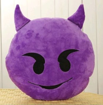 LILI123 32cm Emoji Smiley Emoticon Purple Round Cushion Pillow Stuffed Plush Soft Toy