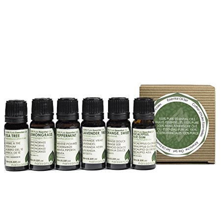 Naissance 100% Pure Essential Oil Gift Set - Top 6 essential Oils - Lavender, Sweet Orange, Lemongrass, Peppermint, Tea Tree, Eucalyptus - Stimulate Your Senses for Spring