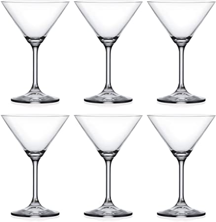Martini - Glasses - Classic Clear Glass - Lead Free - Set of 6 - by Barski - Made in Europe - 8 oz.