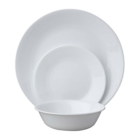 Corelle Livingware 18-Piece Dinnerware Set, Winter Frost White, Service for 6
