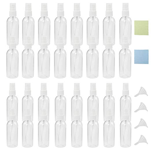 SUPERLELE 40 Packs Fine Mist Small Clear Spray Bottles, 70ml and 90ml Max Capacity, with Pump Spray Cap, Refillable and Reusable Empty Plastic Bottles Travel Bottle