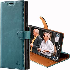 Snakehive Leather Wallet for Samsung Galaxy S24 Ultra 5G - Real Leather Wallet Phone Case - Genuine Leather with Viewing Stand and 3 Card Holder - Flip Folio Cover with Card Slot (Teal)