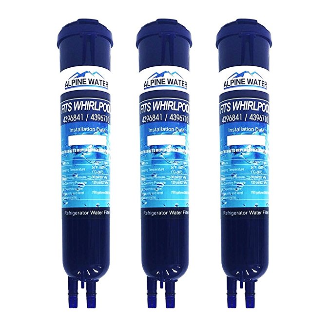 Alpine Water Refrigerator Water Filter Replacement,Compatible for Whirlpool 4396841,Whirlpool 4396710, Pur Filter 3,PUR W10121145 ,W10121146,KENMORE 46-9020,46-9020P (3 Pack)