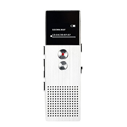 AGPTEK M23 8GB Rechargeable Stereo Dictaphone, Multifunctional Voice Recorder & Mp3 Player & FM Radio, Perfect for Recording Interviews, Lectures and Meetings, Silver