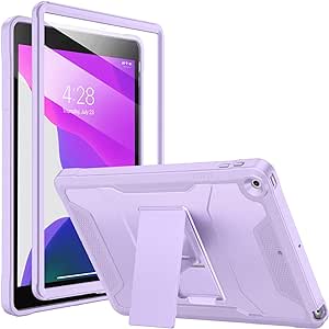 Soke Case for iPad 9th/8th/7th Generation 10.2-Inch (2021/2020/2019 Release), with Built-in Screen Protector and Kickstand, Rugged Full Body Protective Cover for Apple iPad 10.2 Inch - Violet