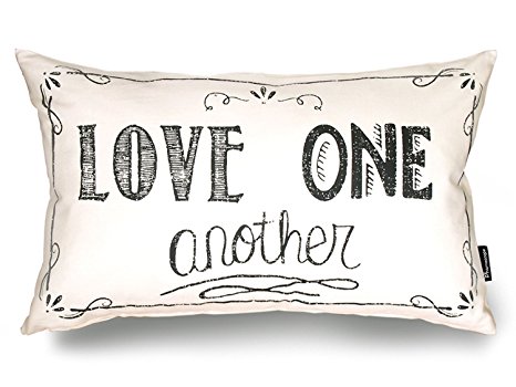 Phantoscope Black&White Story Decorative Throw Pillow Case Cushion Cover Love One Another Rec-BW 1 Piece