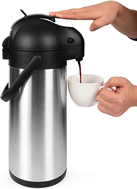 101 Oz (3L) Airpot Thermal Coffee Carafe/Lever Action/Stainless Steel Insulated Thermos / 12 Hour Heat Retention / 24 Hour Cold Retention (Airpot)