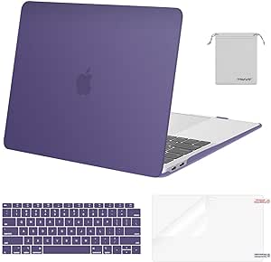 MOSISO Compatible with MacBook Air 13 inch Case 2022, 2021-2018 Release A2337 M1 A2179 A1932 Retina Display Touch ID, Plastic Hard Shell&Keyboard Cover&Screen Protector&Storage Bag, Imperial Purple