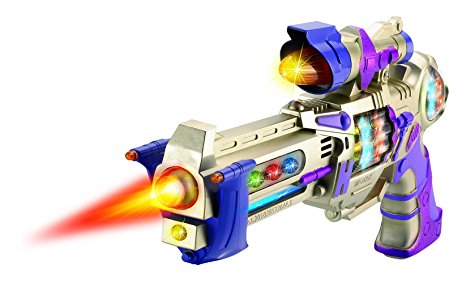 Galactic Space Police Gun Toy for Kids with Spinning Lights & Blaster Sounds