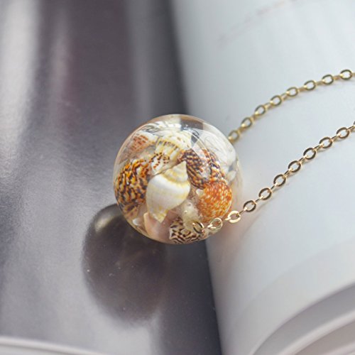 Ocean Beach Conch Resin Transparent 18K Gold Plated Long Necklace 26" Length Chain