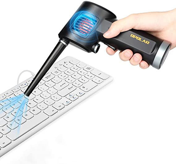 OPOLAR Cordless Air Duster for Computer Cleaning-Cordless, Portable, No Gas, Replaces Compressed Air Cans-Black