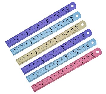 Colorful Aluminium 6-inch Rulers (6 pcs, 6 inch, Assorted Color)