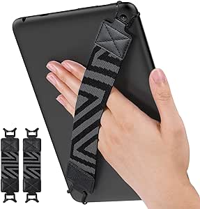 MoKo Security Hand-Strap for 9-11 Inch tablet - iPad/iPad Pro/iPad Air/Kindle Fire HD/Samsung, High-elasticity Versatile Hand Strap Lightweight Finger Grip Holder, 2 PACK, Black