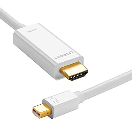 UGREEN Mini DP to HDMI Cable, 4K Resolution Mini DisplayPort Thouderbolt to HDMI HDTV Cable 2m for Surface Pro 4, Macbook Pro, iMac, Mac Mini etc