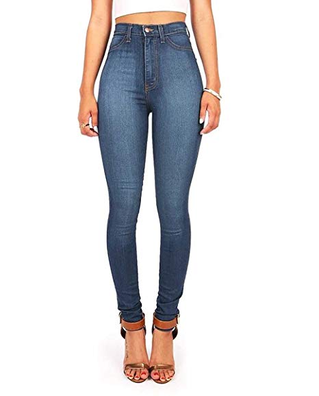 Vibrant Womens Juniors Classic High Waist Denim Skinny Jeans