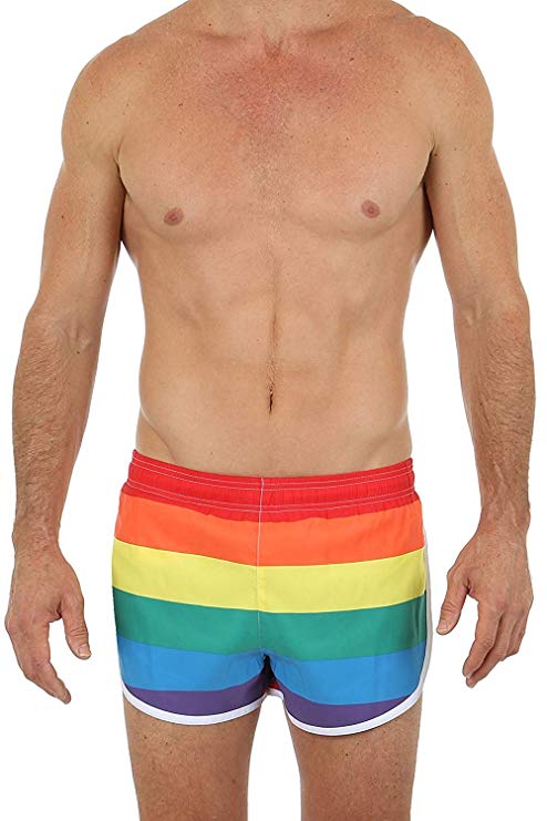 UZZI Men's Basic Running Shorts Swimwear Trunks