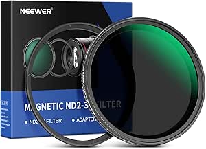 NEEWER 62mm Magnetic Variable ND Filter ND2-ND32(1-5 Stops) with Magnetic Adapter Ring, HD Adjustable Neutral Density Filter with Water Repellent Double Sided 30 Layer Coatings, No X Cross