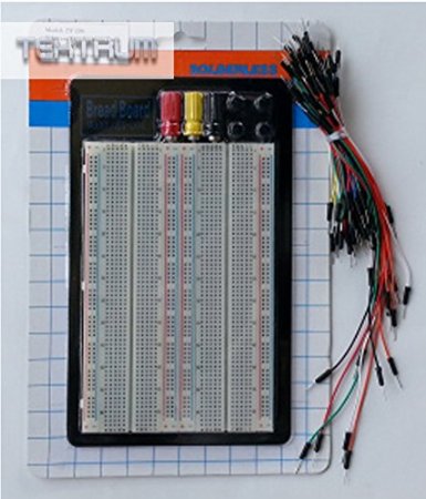 TEKTRUM EXTERNALLY POWERED SOLDERLESS 1660 TIE-POINTS EXPERIMENT PLUG-IN BREADBOARD WITH ALUMINUM BACK PLATE AND JUMPER WIRES FOR PROTO-TYPING CIRCUIT/ARDUINO