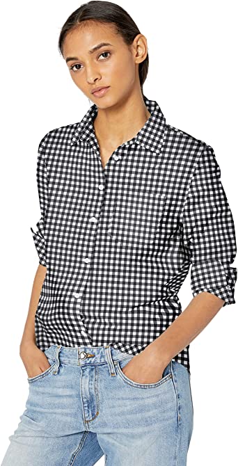 Amazon Essentials Women's Classic-Fit Long Sleeve Button Down Poplin Shirt