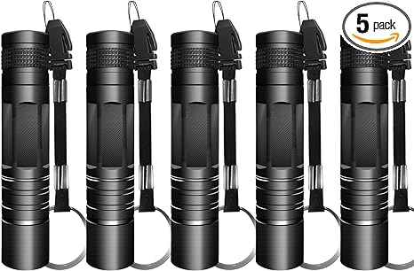 CZS Mini Flashlight, 5 Pack Small Flashlights, LED Pen Flashlights High Lumens, Waterproof Pocket Torch Penlight, Battery-Powered Tactical Pen Light for Work, Emergency (Battery Not Included)