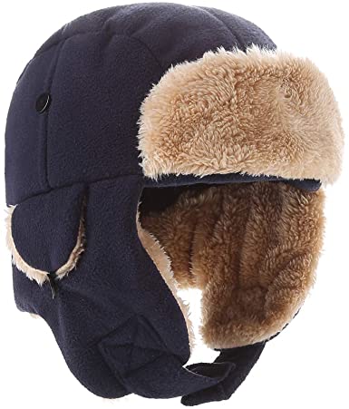 Moon Kitty Baby Boys Winter Hat with Large Flaps Kids Fleece Russian/Aviator Winter Earflap Cap