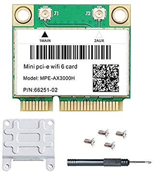 MPE-AX3000H Dual Band WiFi 6 Card 802.11ax Wireless Half Mini PCI-E WiFi Card PCI Express Network Adapter BT5.0 2.4GHz 574Mbps 5GHz 2.4Gbps(160MHz) only for Windows 10 64 bit Better 7260HMW WiFi Card