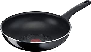 Tefal D51919 Stir-fry Pot, 11.0 inches (28 cm), Deep Wok, Compatible with Gas Fire, Hard Titanium, Intense Wok Pan, Non-Stick, Easy Care, Black