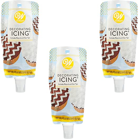 Wilton White Icing Pouch with Decorating Tips, Multipack of 3