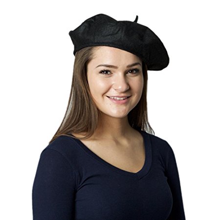 US Toy Unisex French Beret Novelty Party Beatnik Hippie Hat, Black