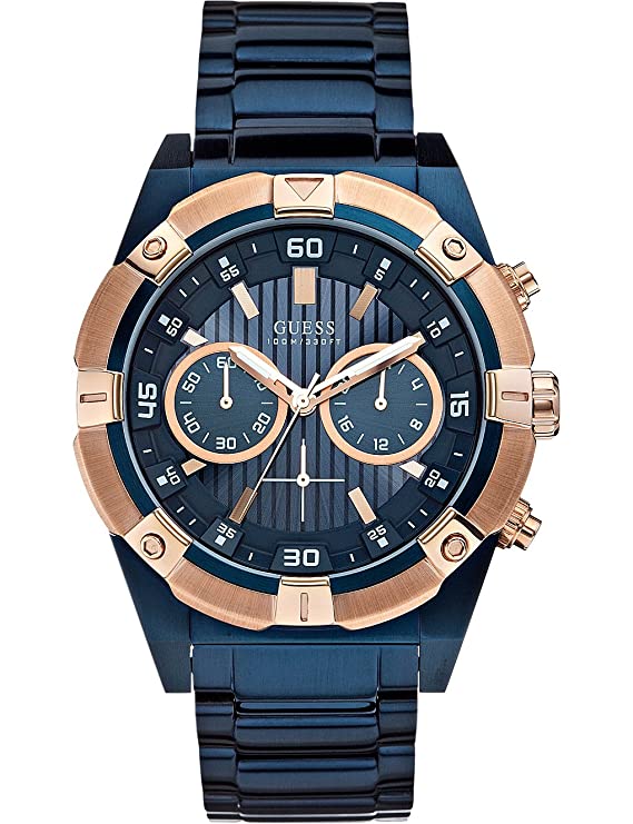 Guess Analogue Men's Watch (Blue Dial Blue Colored Strap)