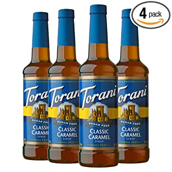 Torani Sugar Free Syrup, Classic Caramel, 25.4 Ounces (Pack of 4)