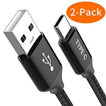 USB Type C Cable,USB C to USB A Charger(3.3ft 2Pack)Nylon Braided Fast Charging Cord Compatible samsung Galaxy S9 Note 9 8 S8 Plus,LG G6 G7 V20 V30 V35,Google pixel 2 xl,Nexus 6P 5X,Moto Z2 Z3 (Black)