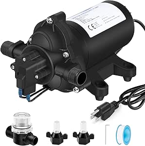 ECO-WORTHY Water Pressure Diaphragm Pump 110V AC 4.0GPM 50PSI Industrial RV Fresh Water Pump for RV Kitchen Irrigation Marine Sprinkler Faucet