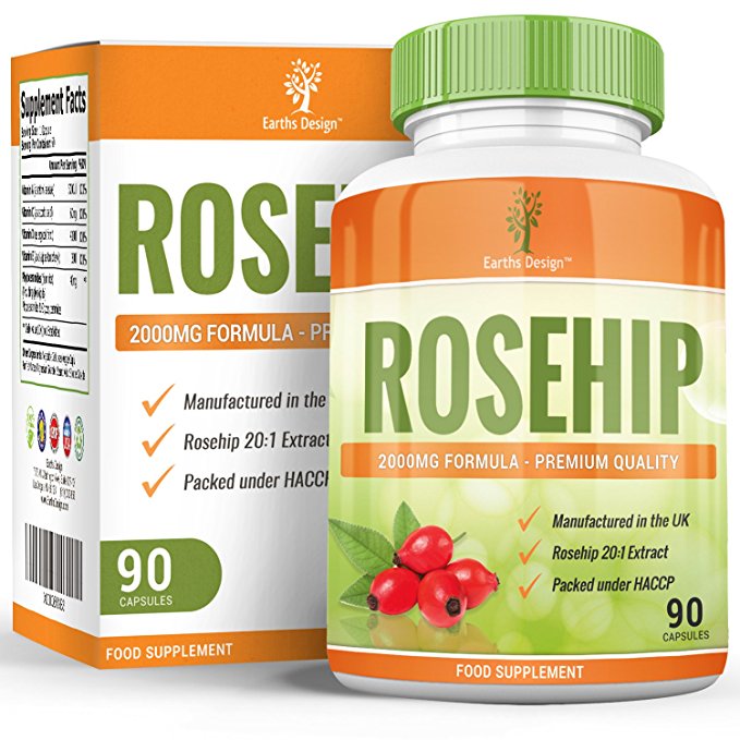 Rosehip - High Strength 20:1 Extract - 2000mg - 90 Capsules (3 Month Supply) by Earths Design