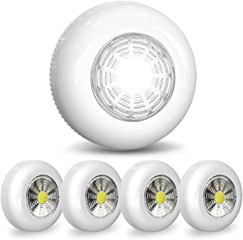 Push Lights, 5 Pack Bright LED Tap Light Battery Powered Wireless Downlight Stick on Wall for Closet Cabinet Bedroom Camping Indoor Outdoor Emergency Lighting