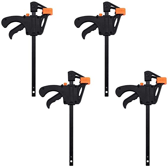 Abnaok Bar Clamp Set, One Handed Clamp, 7.6" ABS Durable One-Handed Clamps for Furniture Manufacturing Packaging Industry Woodworking Table(4 PCS)