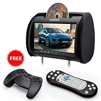 Car headrest DVD player 9" KEWEIER HD TFT Screen Portable car dvd player with FM Game Disc Mp3 wireless Game pad (DVD 1 PCS )