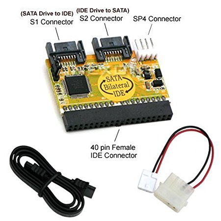 Bipra Bi-Directional IDE / SATA Converter (Connect IDE Drive to SATA Motherboard or SATA Drive to IDE Motherboard)