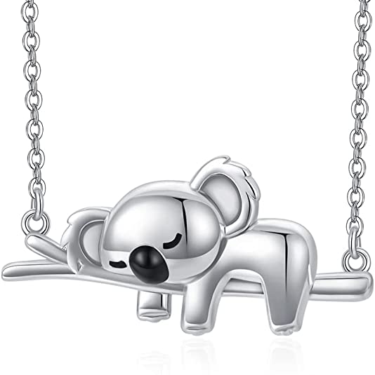 JUSTKIDSTOY Koala Necklace 925 Sterling Silver Cute Animal Koala Bear Jewelry Koala Gifts for Women Girls Animal Lovers