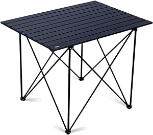 iClimb Ultralight Compact Camping Folding Table with Carry Bag (Reinforced Black - XL)