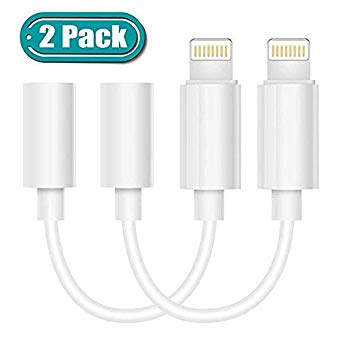 iPhone Headphone Adapter, Compatible with iPhone 7/7Plus /8/8Plus /X/Xs/Xs Max/XR Adapter Headphone Jack, to 3.5 mm Headphone Adapter Jack Compatible with iOS 11/12 (2 Pack)